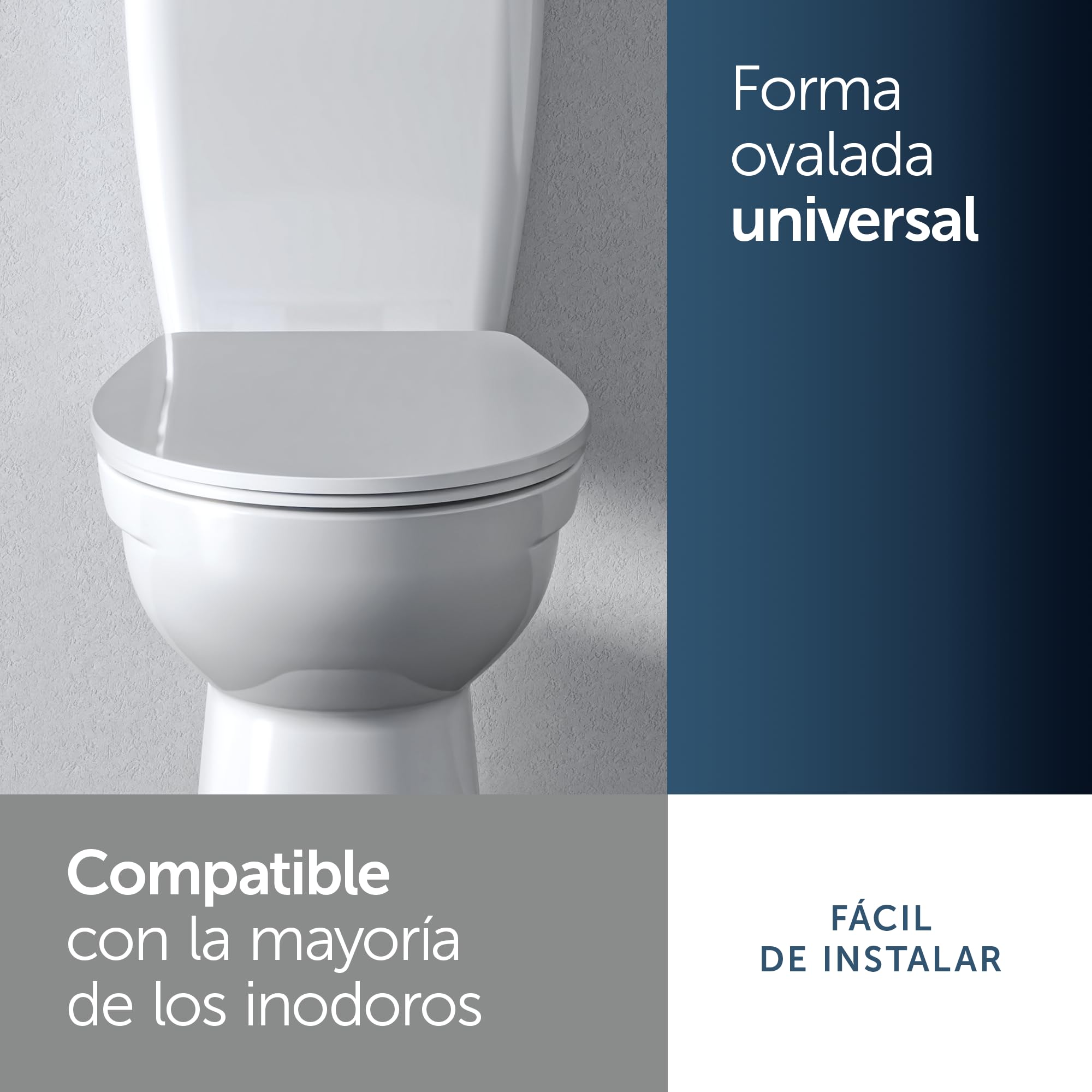 Ideal Standard Tirso Universal asiento de WC ovalado – Blanco | Asiento de inodoro universal con cierre amortiguado (Softclose) y bisagras de acero inoxidable, E252901