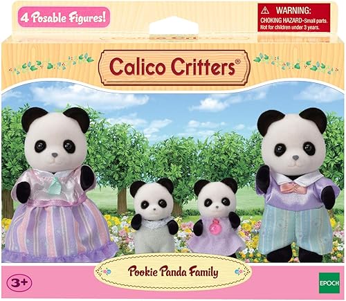 Miniatura 8 de Calico Critters Familia Pookie Panda muñecas figuras de casa de muñecas juguetes coleccionables con 4 figuras incluidas
