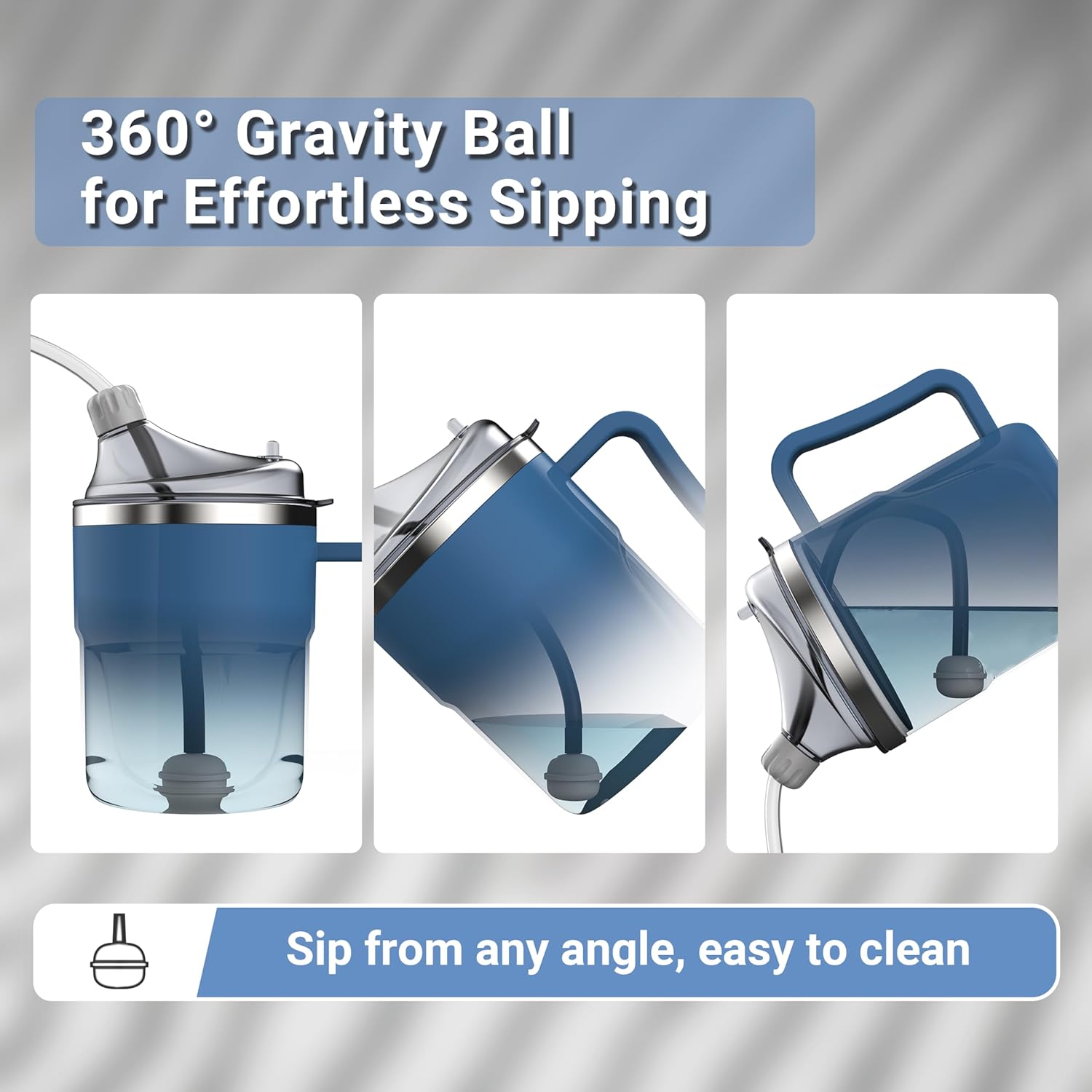 Spill-Proof Cup for Elderly, 13.5oz Stainless Steel Sippy Cup with Straw, Ideal for Seniors and Adults, Great for Water, Milk, and Soup (Blue), Health & Household Supplies - Image 5