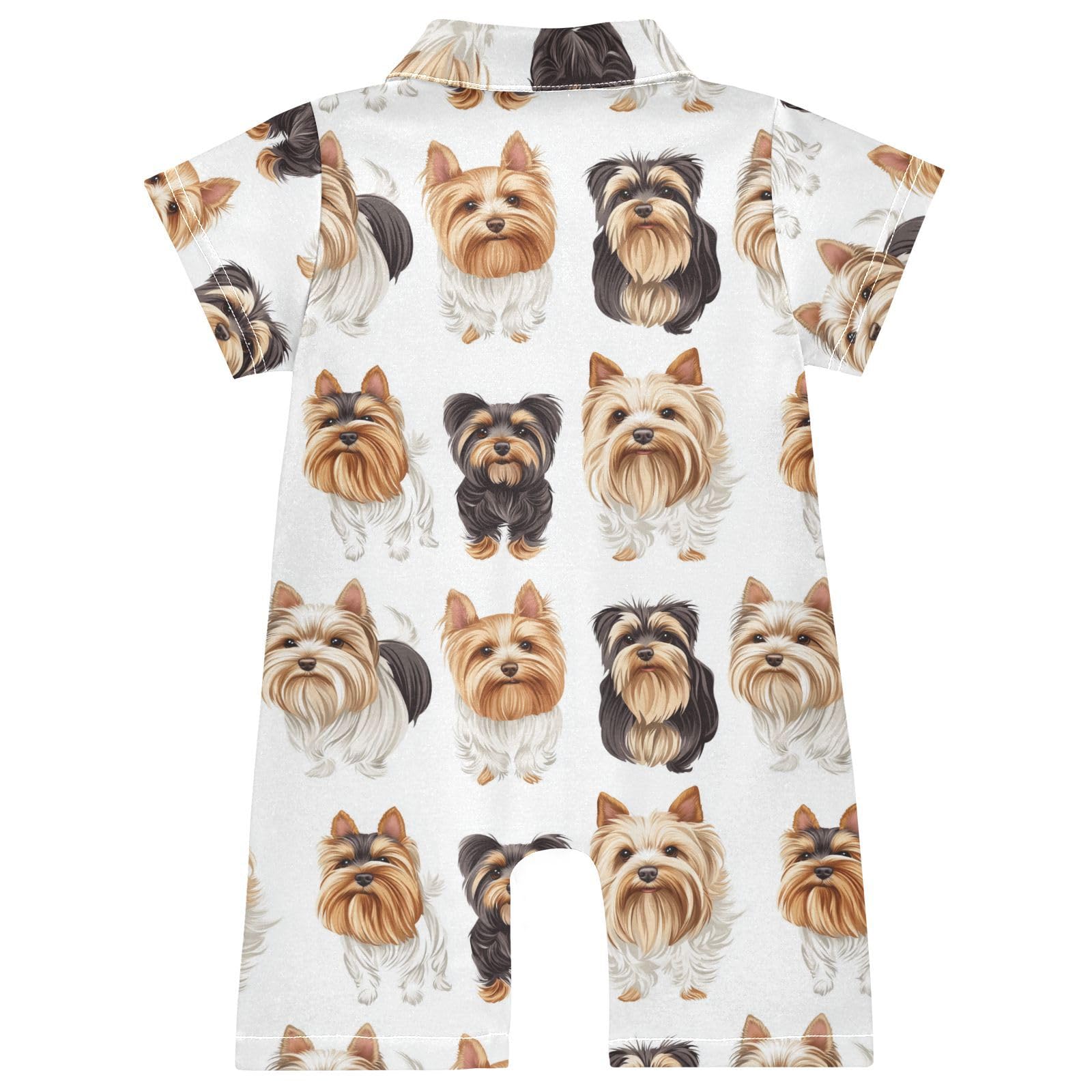 Caihoyu Cotton Baby Boy Clothes Polo Neck Short Sleeve Baby Unisex Outfit for Summer 3M Beauty Yorkshire Terrier Dogs