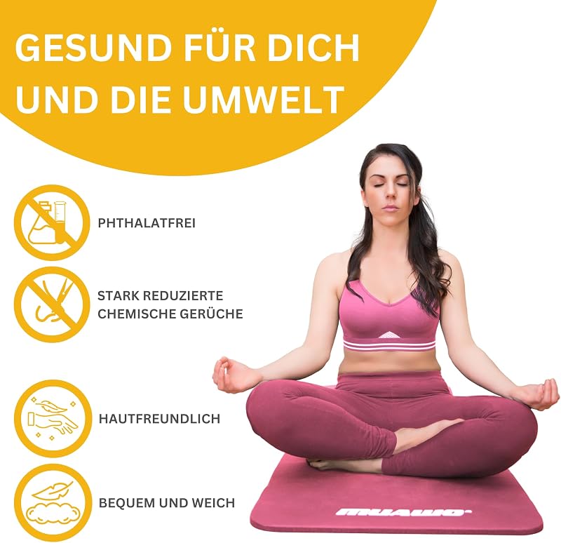 Muawo Prémium Fitness Matrac - Extra Vastag (1,5 cm) és Hosszú (190 cm) Csúszásmentes Edzőszőnyeg Jógához, Tornához, Kültéri-Beltéri Használ