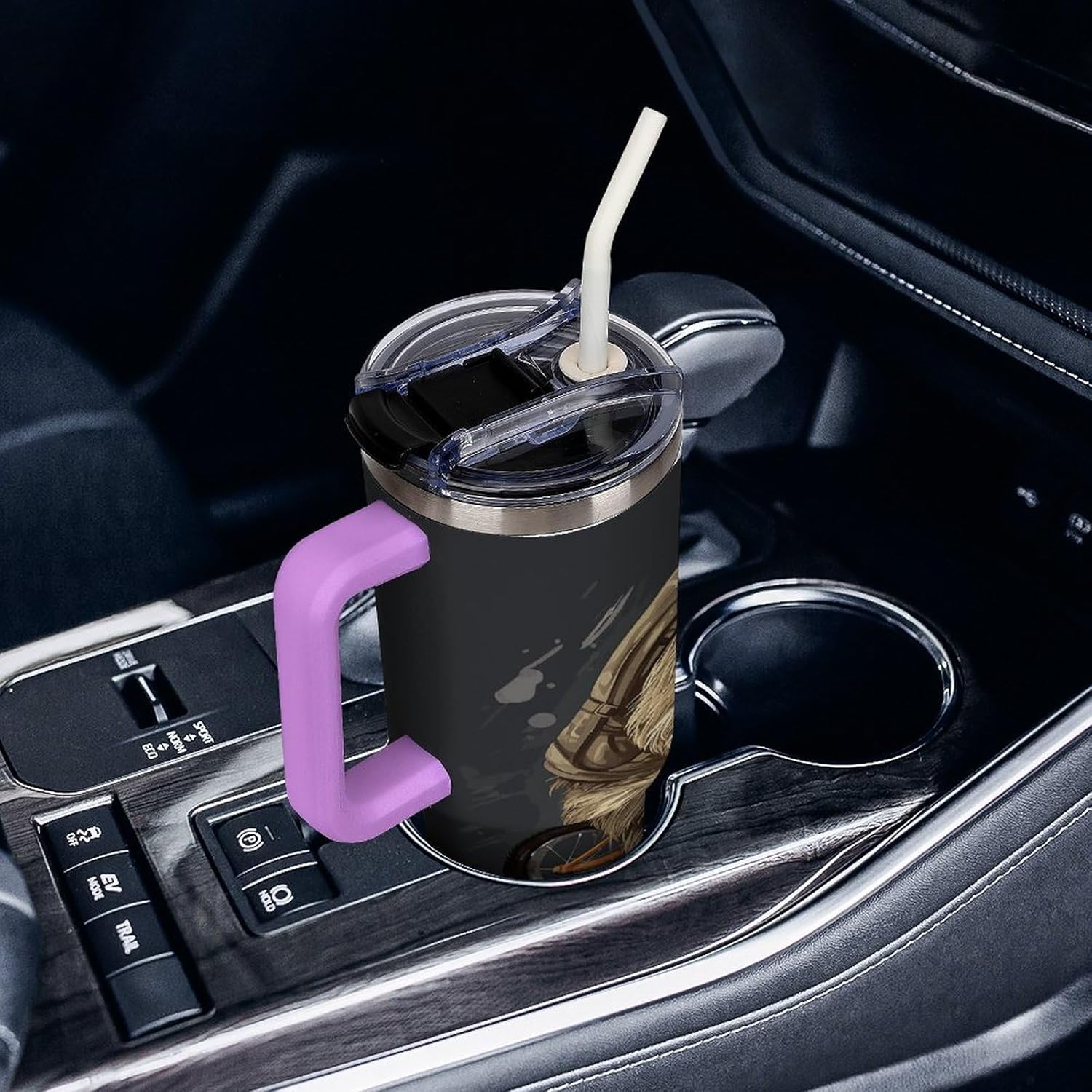 Cycling Sloth Travel Coffee Mug Reusable Durable Stainless Steel Insulated Tumbler with Handle And Straw Leak Resistant Portable Thermal Cup Gifts for Men Women 40 Oz