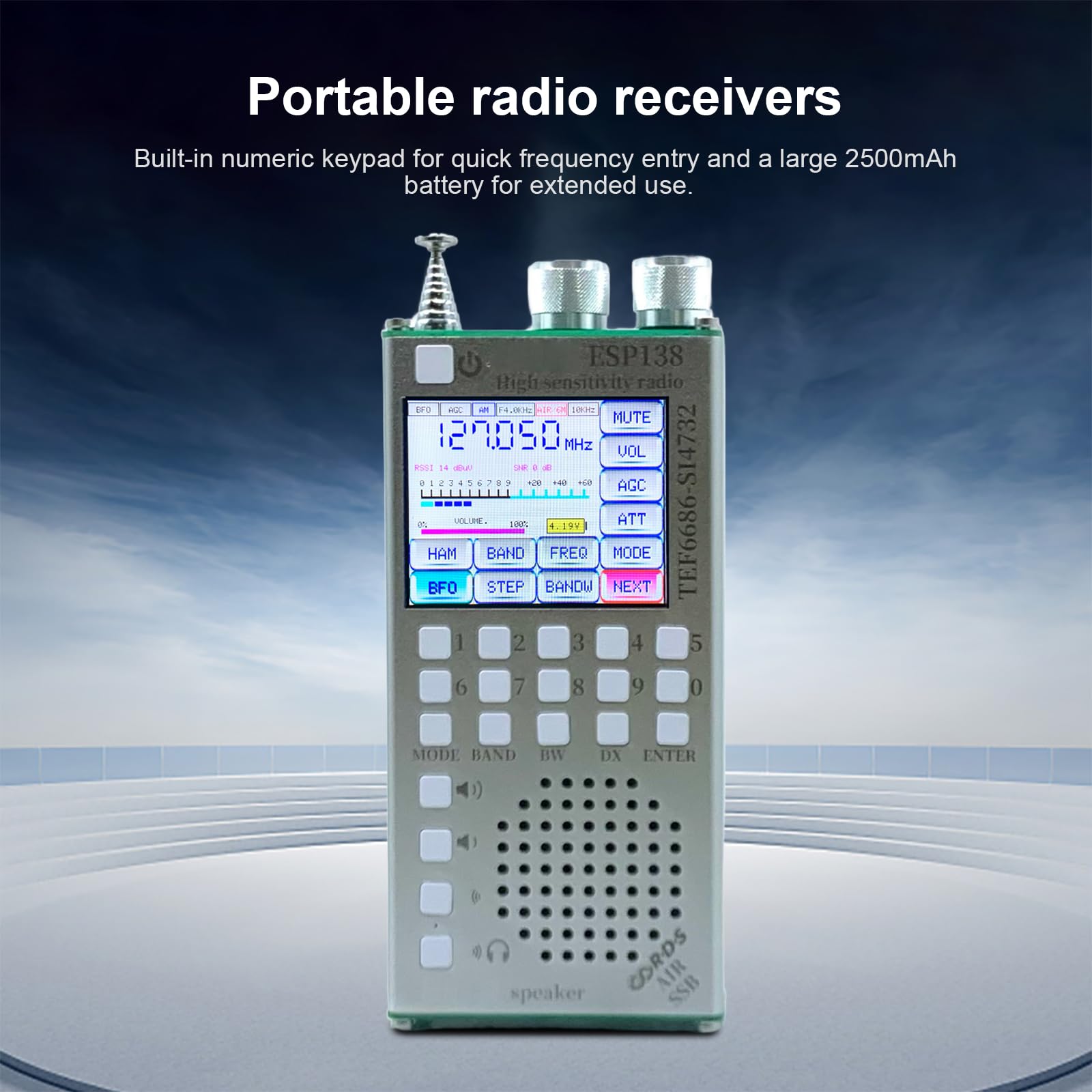 Receptor de radio portátil TEF6686 BT RDS Data Radio Receiver (Plata)