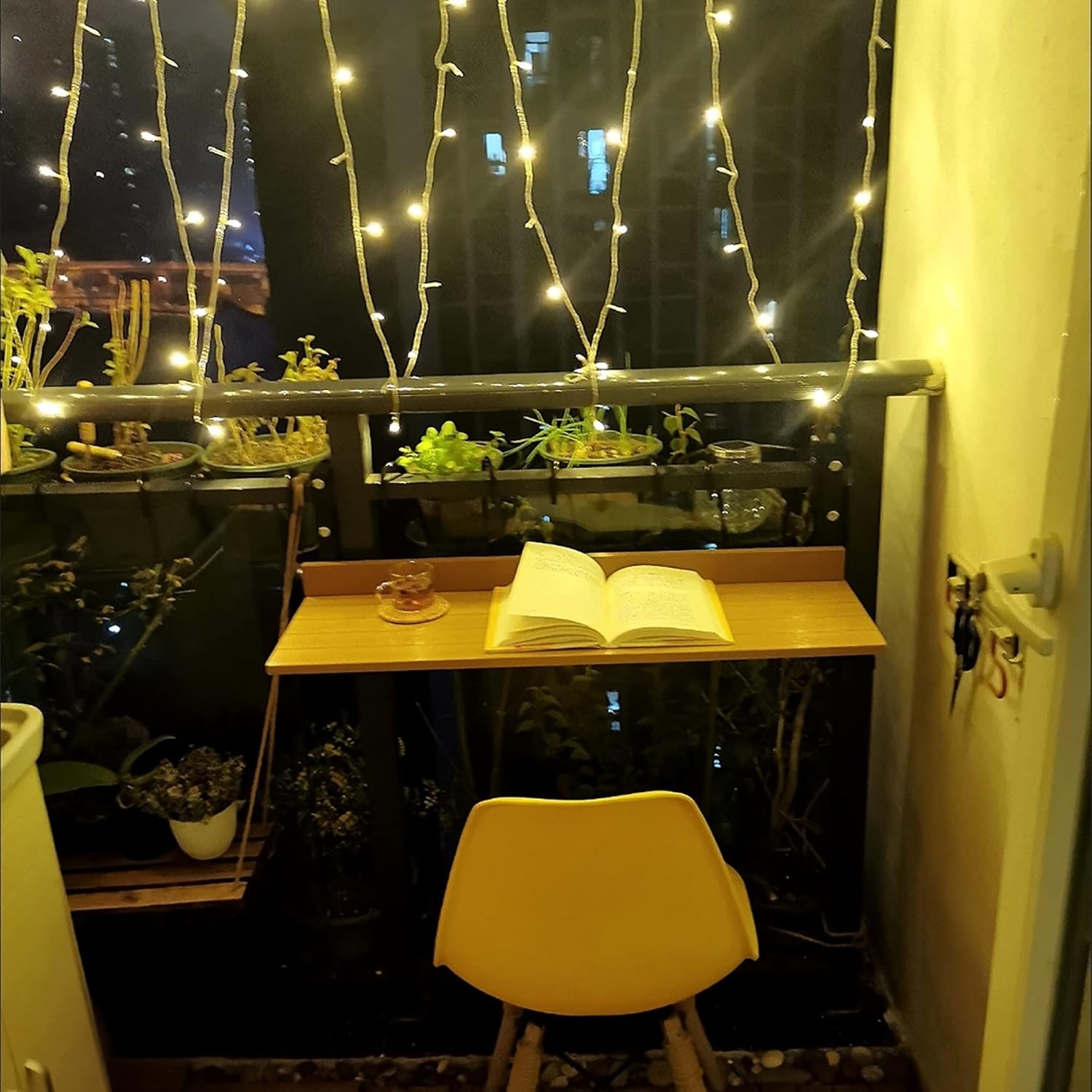 Folding Hanging Table,Balcony Bar Table For Railings,80*26cm/31.4*10.2in,Outdoor Balcony Railing Side Table,Patio Garden Metal Frame Flower Stand Plant Rack,outdoor Bar Table ( Color : White , Size :