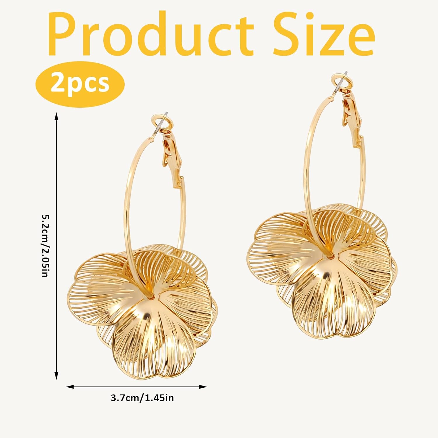 Gold Flower Earrings for Women, Vintage Boho Statement Earrings, Dangle Floral Earring for Women Wedding Jewelry Decoration Supplies Gifts - Image 2