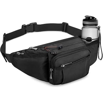 Bauchtasche f r Herren und Damen G rteltasche mit Flaschenhalter Gurt Verstellt H fttasche mit 6 Rei verschlusstaschen f r Wandern Hundespazierg nge Joggen Radfahren Reisen Laufen Schwarz