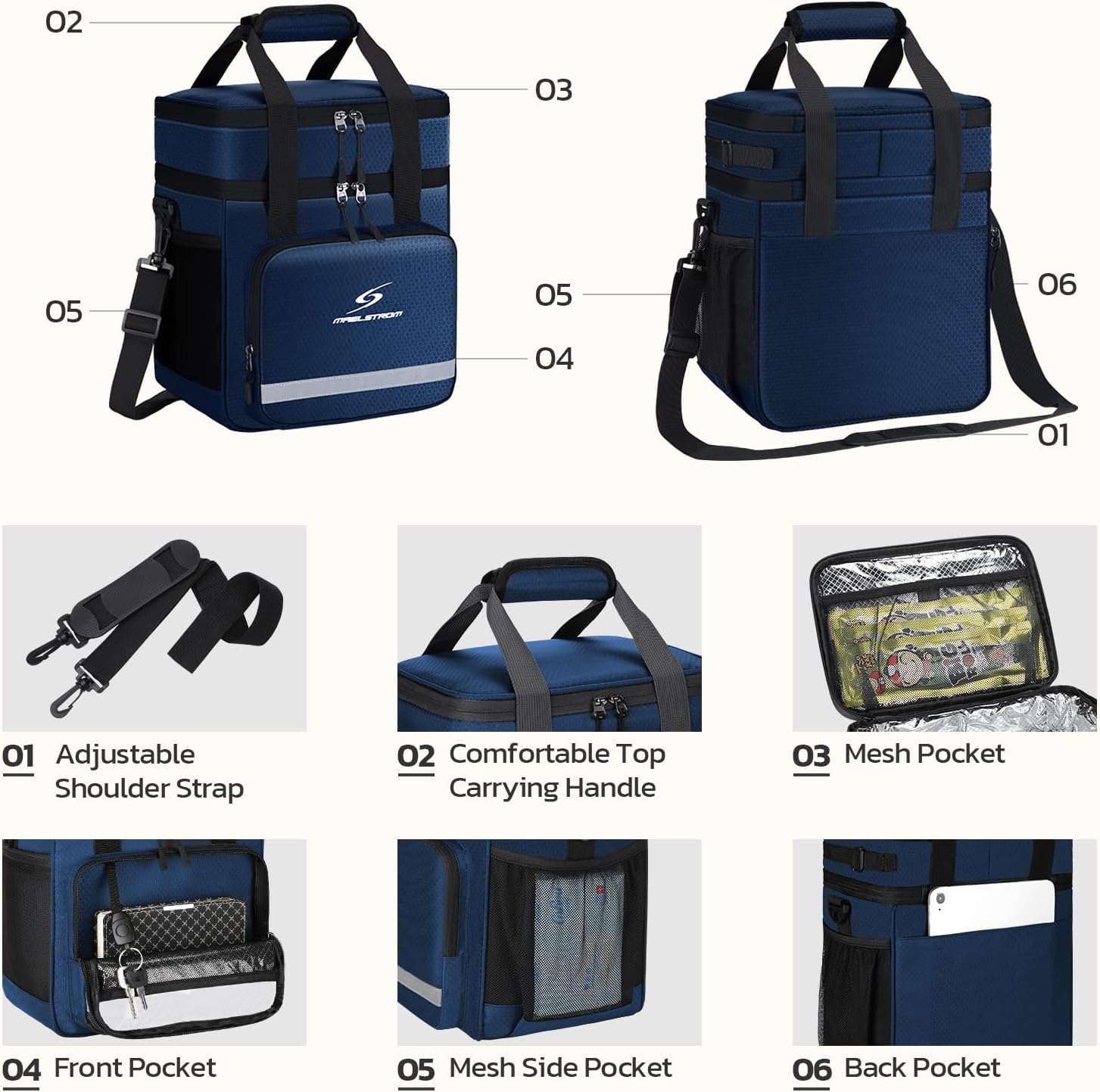 Maelstrom Lunch Box for Men,Insulated Lunch Bag Women,Leakproof Cooler Bag image 3