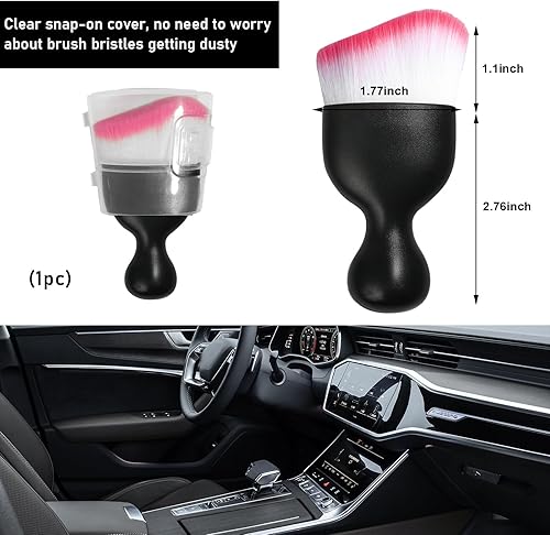 Vista 189 de Ziciner Cepillo de detalles para automóvil, cerdas suaves curvas, colectores de polvo de eliminación automática, tablero universal del vehículo
