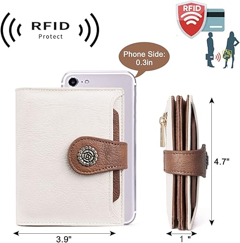 Miniatura 3 de CLUCI Billeteras pequeñas para mujer, con bloqueo RFID, de cuero, con triple pliegue, compacto, tarjetero con ventana de identificación, monedero