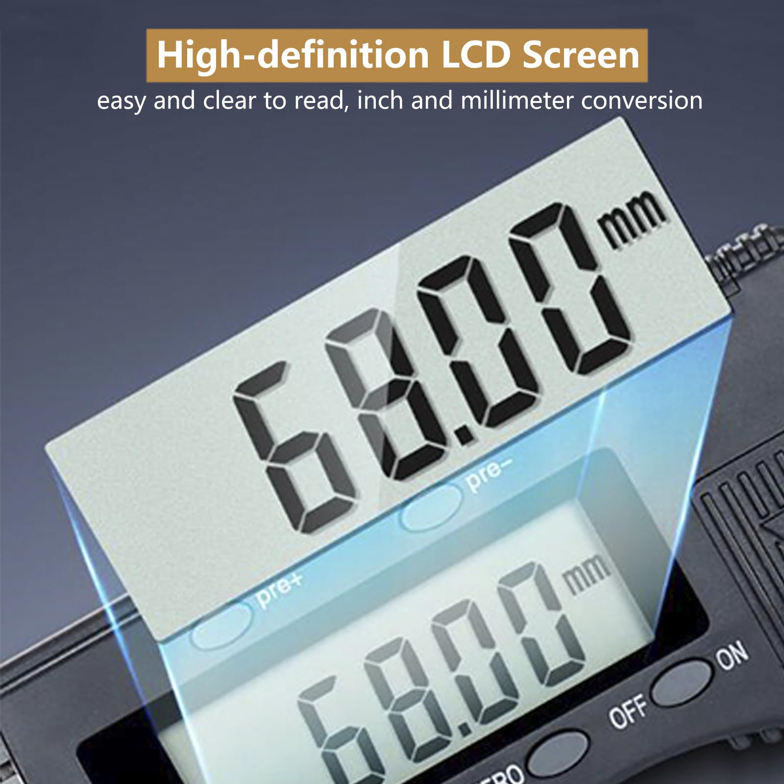 Calibre Digital 600mm/24" de Mandíbula Larga,Pie de Rey Digital de Acero Inoxidable con Pantalla LCD,Profesional Electrónico Vernier Caliper para Mediciones Externas y Internas,ABS y Cero