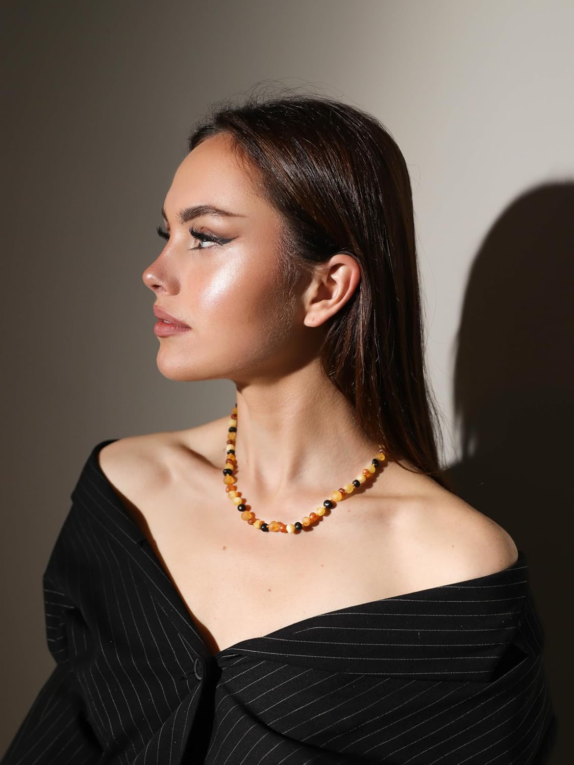 Amber Necklace for Adults - 17.7 Inch - Multi Color - Baltic Amber Land - Hand-Made from Polished/Certified Baltic Amber Beads - Knotted - Screw Clasp (Multi) - Image 2