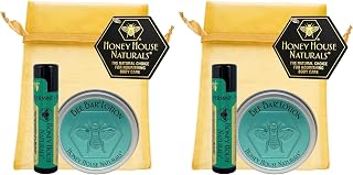 Honey House Naturals 2 Piece Gift Set, All Natural, Ultra Moisturizing Lotion Bar and Lip Butter Infused with Essential Oils, Made in USA (Lip Balm & Bee Bar, Peppermint) (Pack of 2)