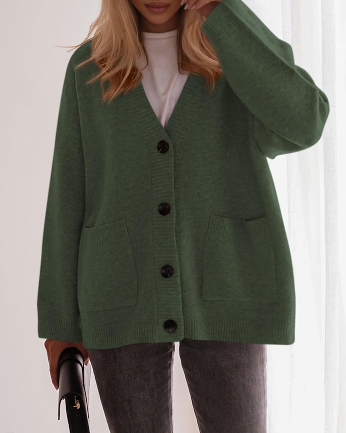 BTFBM Oversized Cardigan Sweaters for Women Trendy Fall Fashion 2025 Button Down Long Sleeve Chunky Knit Cardigans - Image 4