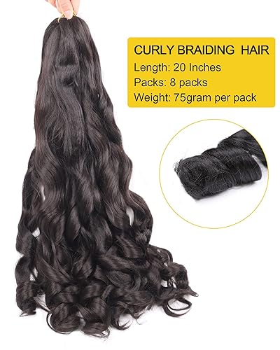 Miniatura 23 de Cabello rizado francés trenzado de 20 pulgadas, color 4, cabello rizado preestirado, 8 paquetes de trenzas de ganchillo para trenzas de caja