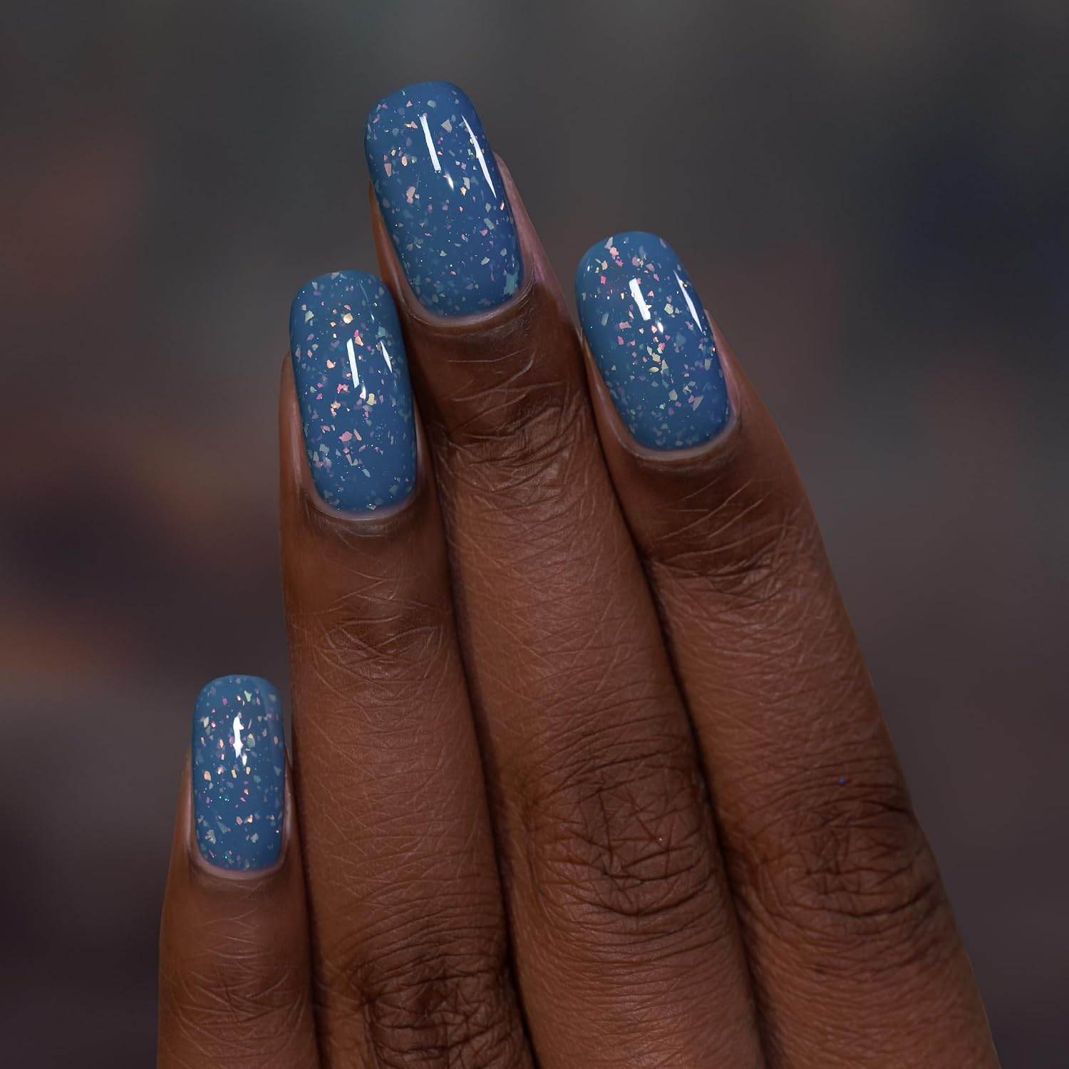 ILNP Jumping Puddles - Slate Blue Flakie Shimmer Nail Polish