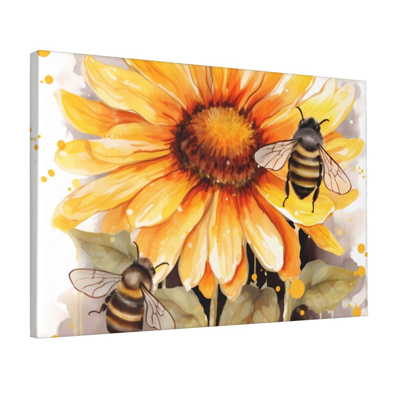 DWVTSLH Blackboard Bees Sunflowers Poster Paintings Canvas Wall Art Bedroom Prints Home Decor Hanging Picture Modern Home Artworks Aesthetic for Living Room Office Wall Decor 12x18in Unframed