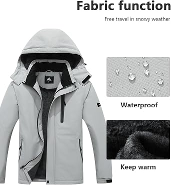Men's Mountain Ski Jacket Warm Winter Snow Coat Waterproof Snowboarding Jacket Outdoor Windbreaker Hooded for Hiking