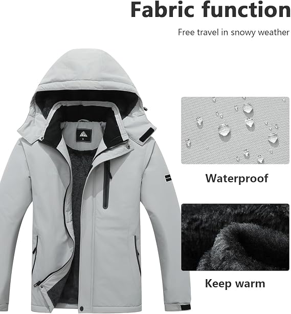 Men's Mountain Ski Jacket Warm Winter Snow Coat Waterproof Snowboarding Jacket Outdoor Windbreaker Hooded for Hiking