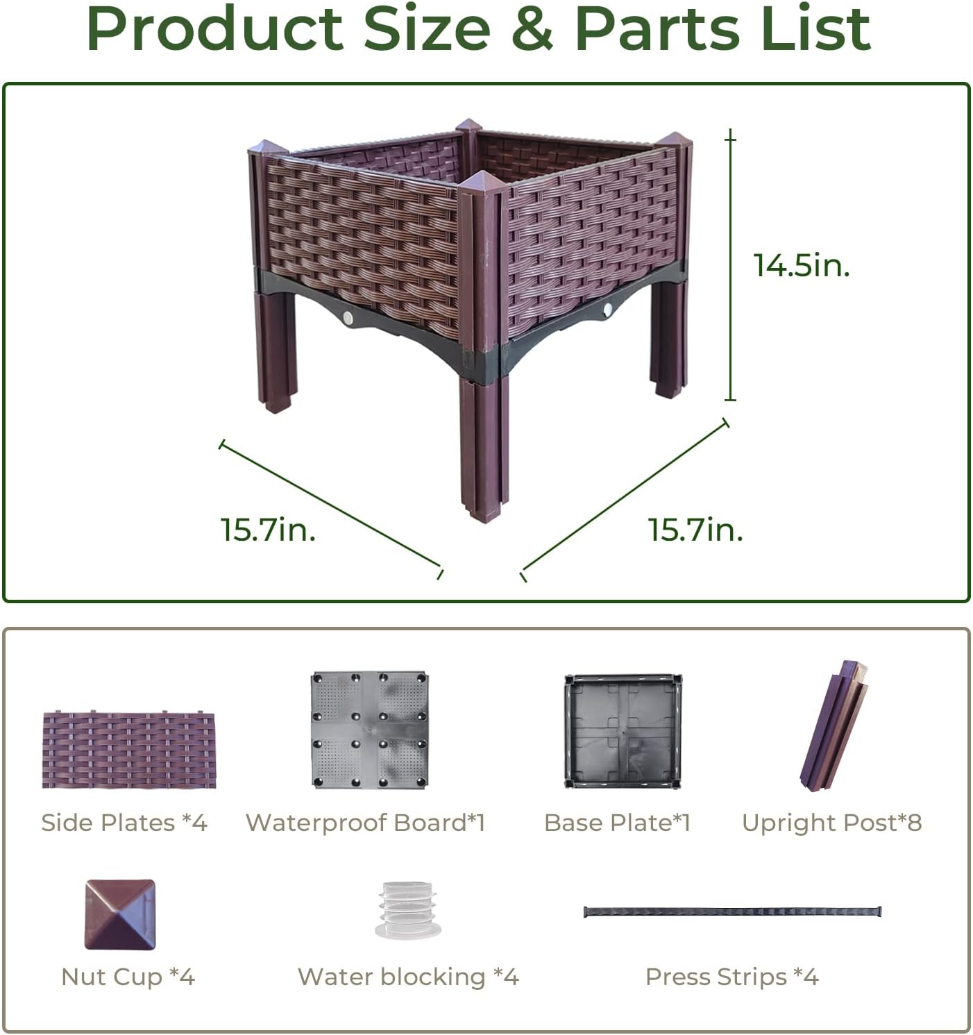 Doppy Plastic Raised Garden Bed,Planter Boxes Raised Garden Bed with Legs Planters for Outdoor Indoor Plants Elevated Garden Boxes Plant pots for Flowers, Vegetables, Fruits, Herbs