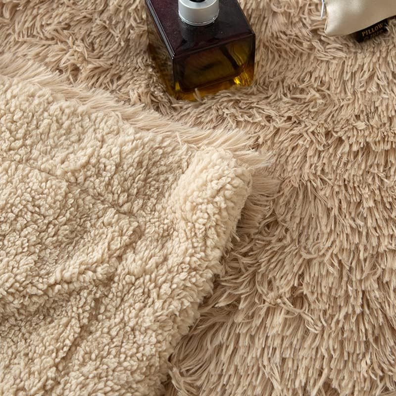 Miniatura 9 de AB - Manta larga de felpa sintética de doble capa gruesa súper suave y cómoda, manta de piel de lana de cachemira, manta decorativa ligera y