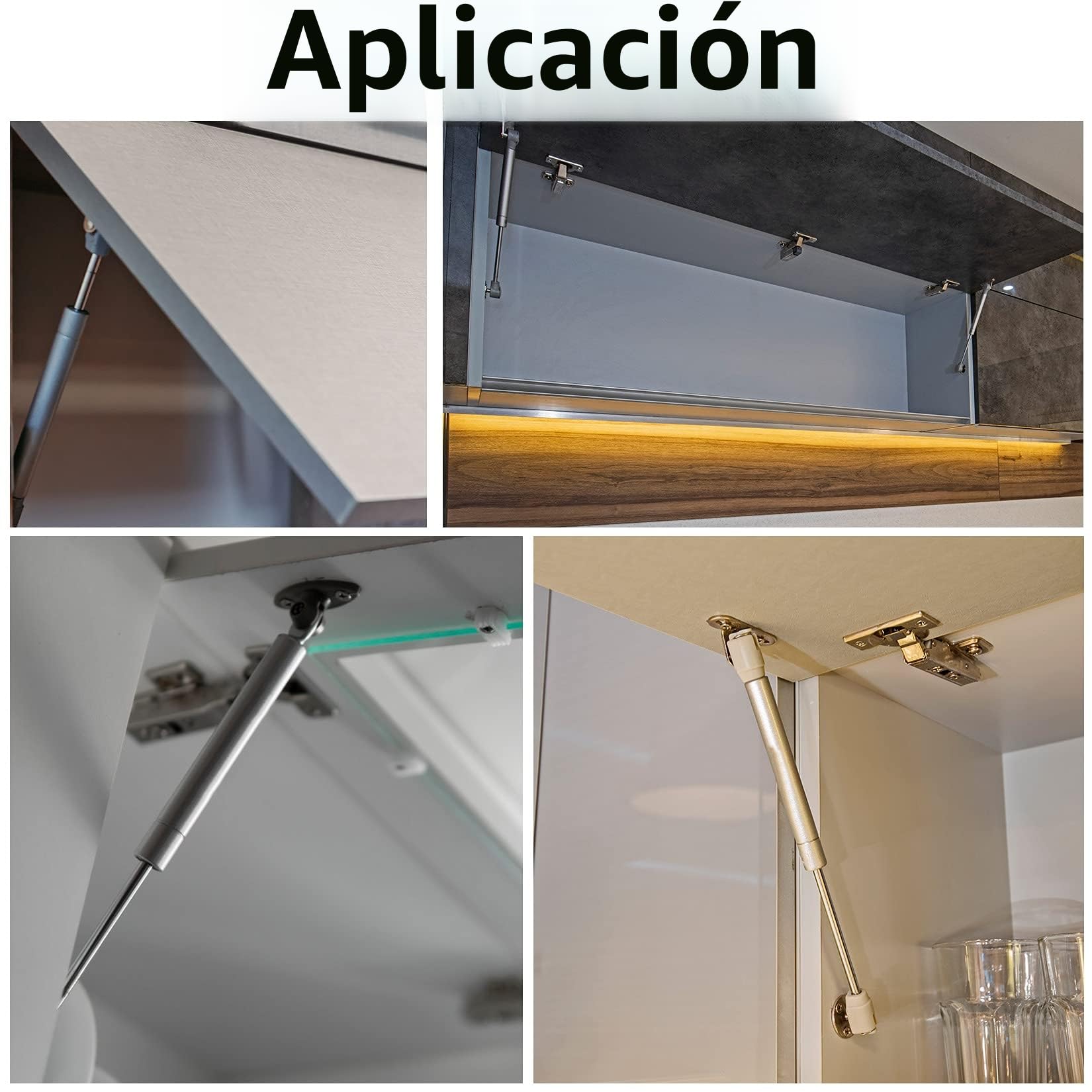 Pistones a Gas, 100N 10KG Resorte de Gas para Puertas Armario Muebles de Cocina Elevación Neumática Lid Stay Elevables Bisagra，Hidráulico Amortiguador de Gas