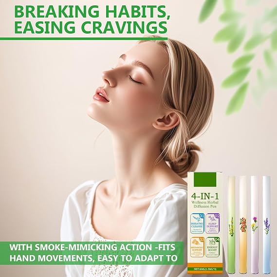 4Pcs Herbal Diffuser Pen, Portable Cloudy Diffuser Pen, Freshens Breath, Cleanses The Lungs, Improves Breathing, and Freshens The Air