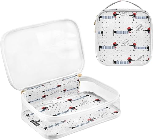 Miniatura 3 de Lindas bolsas de maquillaje transparentes para perros salchichas para mujeres y niñas, bolsa de cosméticos impermeable, bolsa de aseo portátil,