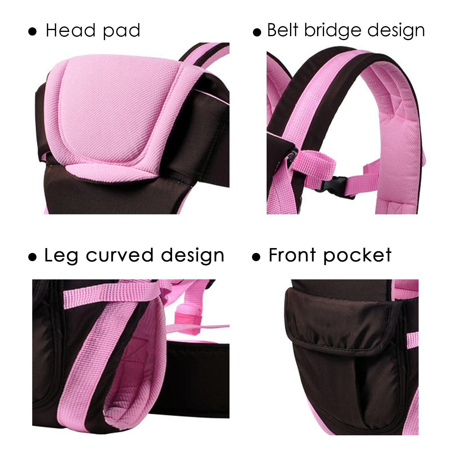 SONARIN All Season Marsupio Neonati con portabiti con cinghia variabile e schienale rimovibile,Ergonomico,Sicuro, Confortevole, adattato al crescente sviluppo del tuo bambino(Rosa)