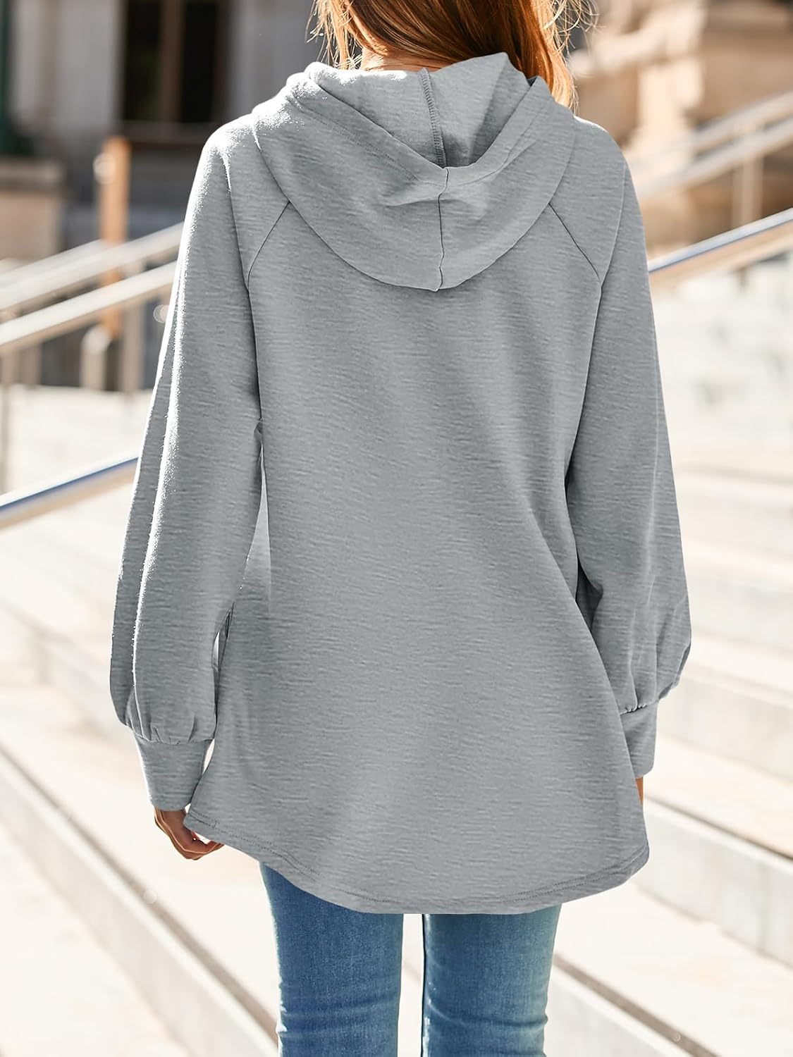 Fisoew Womens Casual Oversized Hoodies Loose Drawstring Long Sleeve Fleece Hooded Pullover Sweatshirts - Image 5