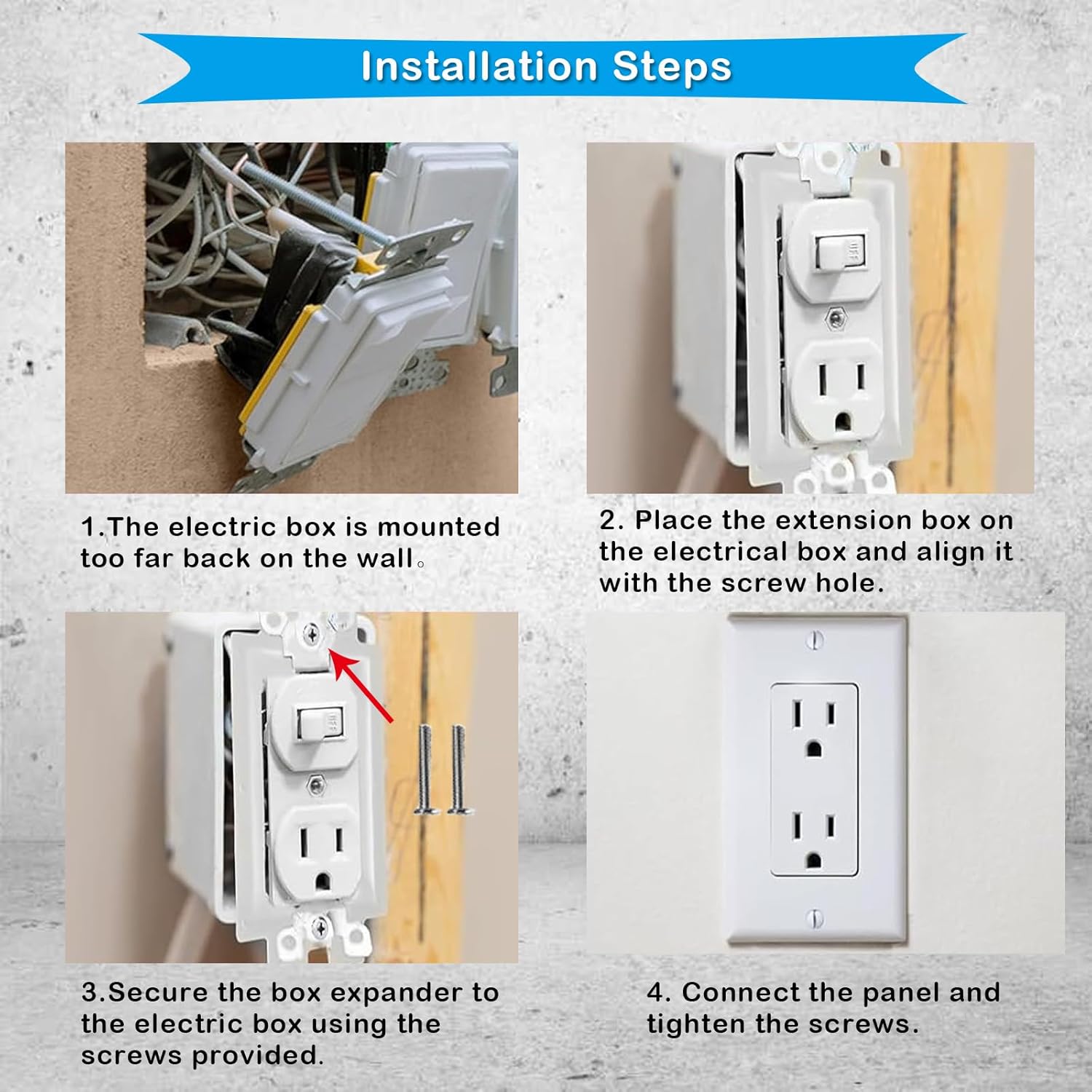 SLK-1 (1-Gang) Electrical Outlet Box Extenders with 12Pcs Screws, Electrical Power Single Gang Box Extender Power Switch Receptacle Extender Accessories(6 Pack, White)