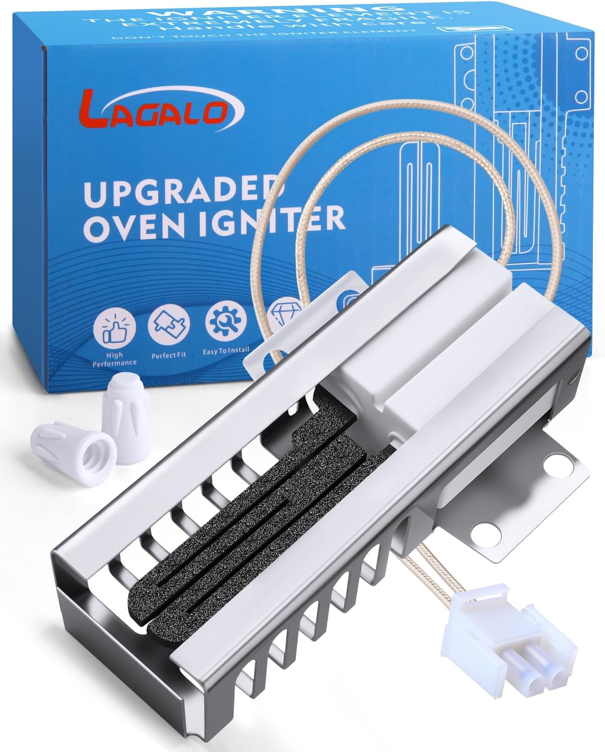 WB13K21 Gas Oven Igniter Replacement for GE Samsung Hotpoint Kenmore LG Frigidaire, Fixes Oven Not Heating, Silicon Carbide Ignitor, Replaces 5303935066 DG94-00520A