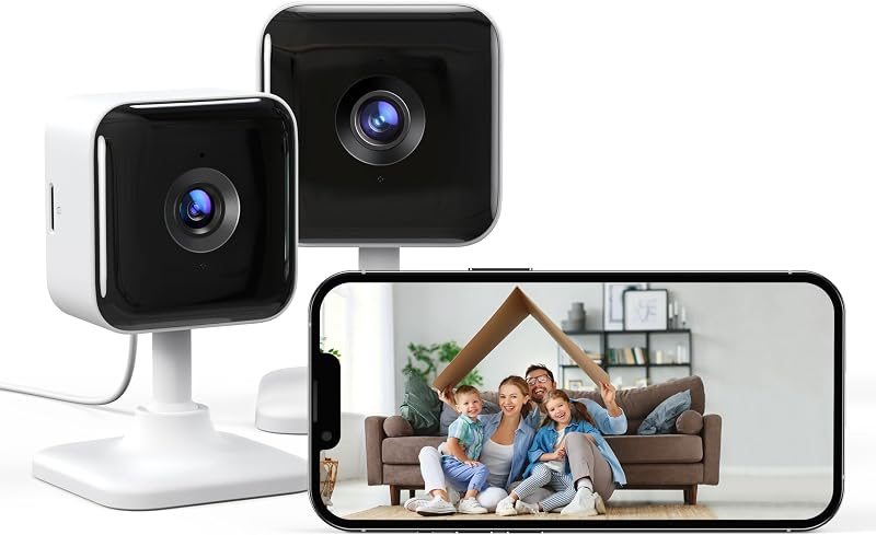 Indoor Security Camera, 2 Packs 1080P Cameras for Home Security Wi-Fi Camera, Motion/Sound Detection, Night Vision, 2-Way Audio, Real-Time Alert, Cloud & SD Card Storage, 2.4G WiFi Only | Cameras for Home Security Wi-Fi Cameras, Motion/Sound Detection, 2-Way Audio, Real-Time Alert, Cloud & SD Card Storage