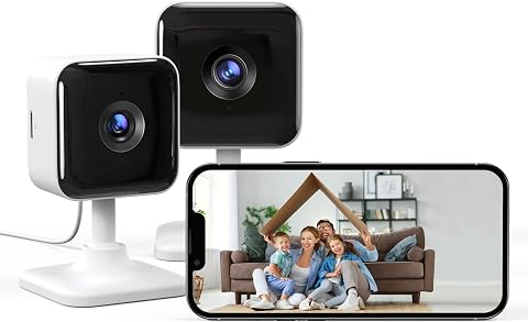 GNCC Indoor Camera 2K Security Camera 2 Packs CCTV Camera House Security, Home Security Cam, Motion/Sound Detection, 2-Way Audio, Night Vision, Real-Time Alert, SD&Cloud, 2.4G WiFi