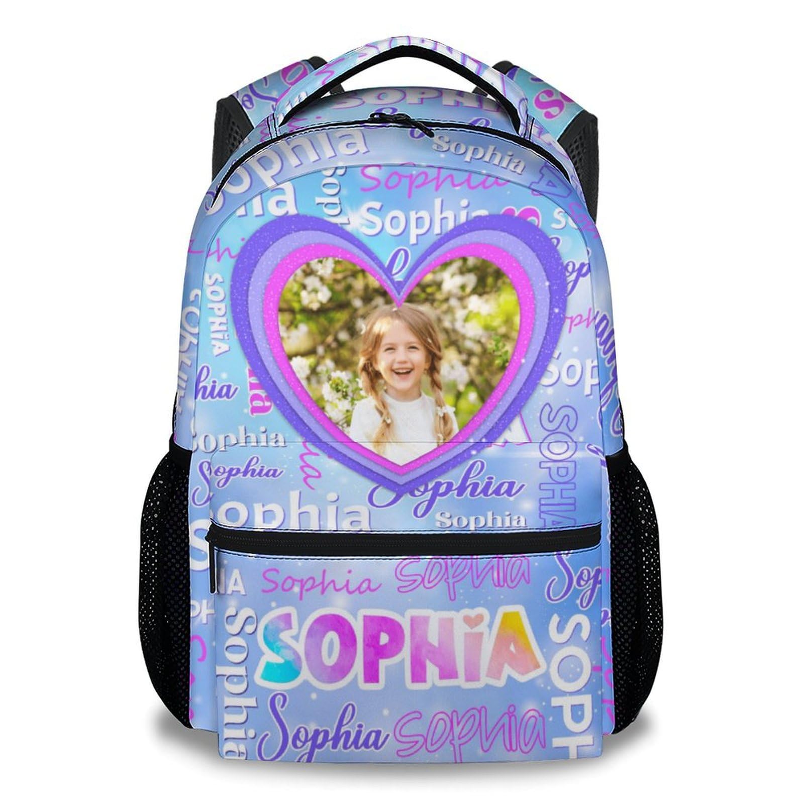 UNIKITTY Girls Bookbag, Personalized School Backpack with Name - Custom Backpack for Boys - Toddler Book Bag - 17 Inch Personalized Photo Gifts for