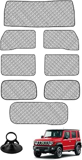 Cartist ジムニーノマド サンシェード フルセット 全窓対応 マルチサンシェード 遮光シェード カーテン 6層構造 車中泊 メッシュサンシェード JIMNY NOMADE JC74W型 5ドア 車種専用 プライバシー保護 暑さ対策 車用 仮眠 UVカット 盗難防止 日除け 吸盤付き 取付簡単 収納ポーチ付き メーカー直営 シルバー ブラック 1台分 8枚セット (ブラック, ジムニーノマド)