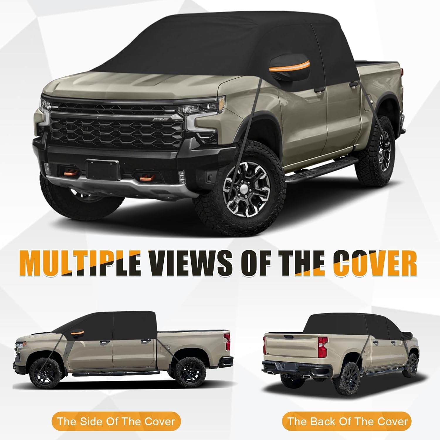 Car Cover for Full-Size Truck Crew Cab, Truck Cab Cooler Sunshade Roof Cover Compatible with Ford F-150, Chevy Silverado, Dodge Ram, GMC Sierra, Toyota Tundra, Nissan Titan
