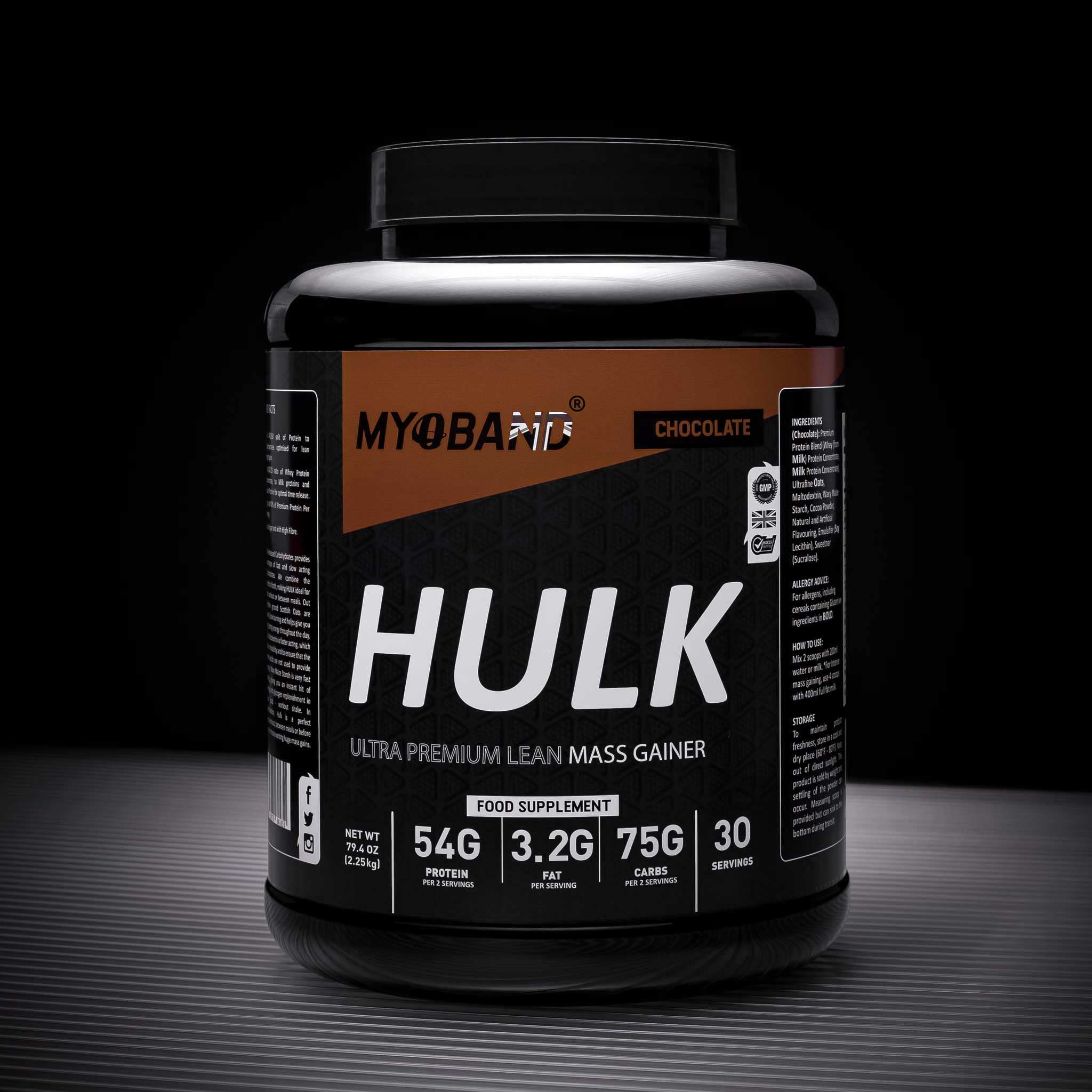 MYOBAND Hulk Protein | A Delicious Way to Build Mass 2.25kg, 30 Servings (Chocolate, 2.25kg)