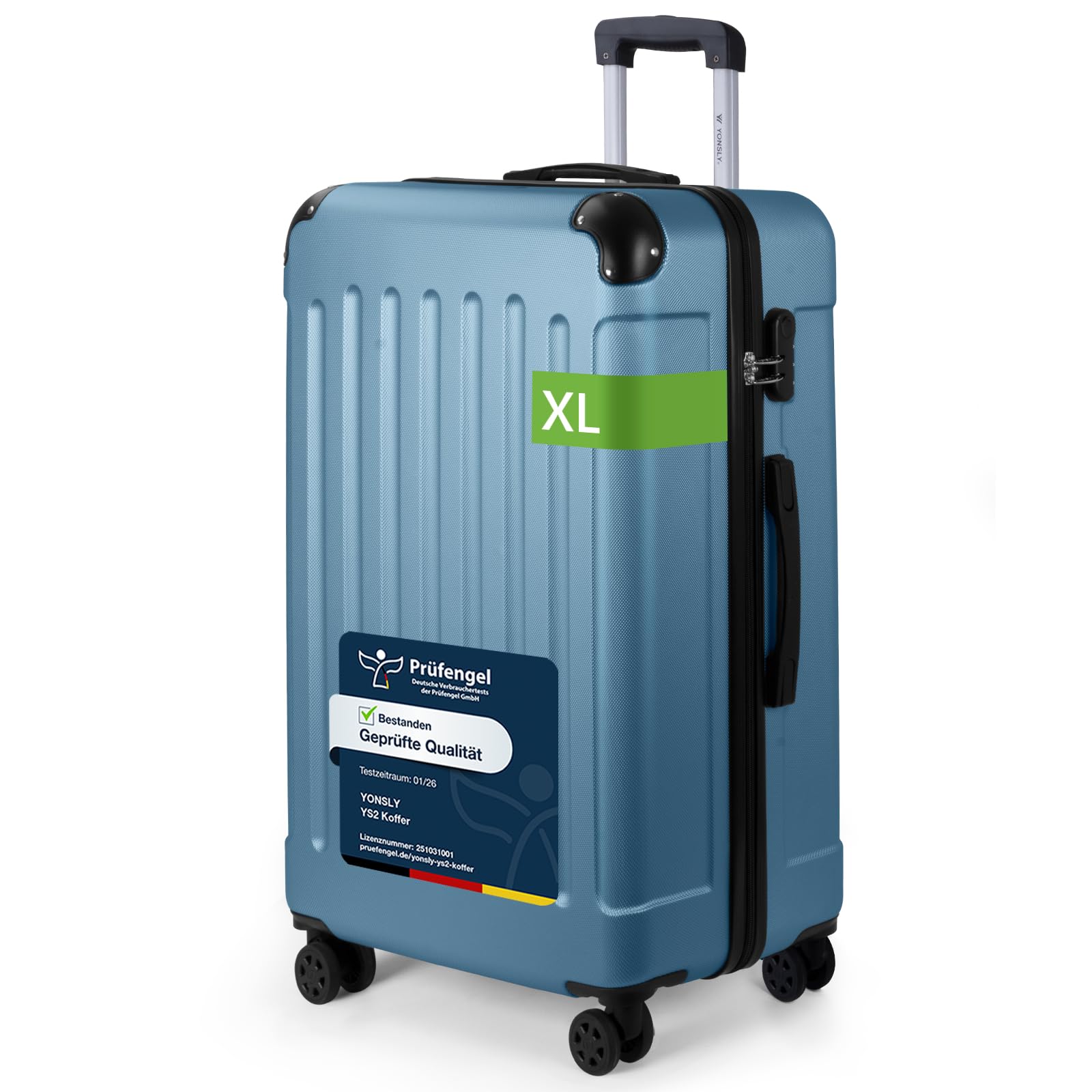 YONSLY Trolley Koffer Set, Reisekoffer, Rollkoffer Handgepäck, Kabinkoffer Suitcase, Gepäckset mit 360° Rollen, Hartschalenreisekoffer, Zahlenschloss, Gummigriff