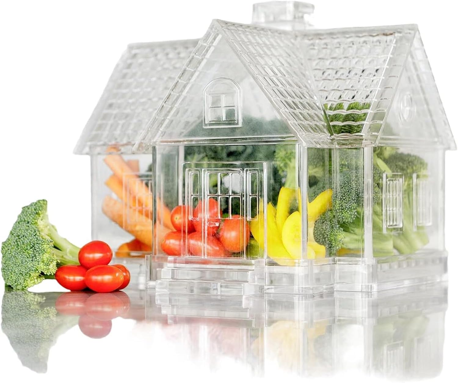 Lite N' Fresh Veggie Fruit Container with Lid & Solar Light - Ideal for Everyday Use, Picnics & Tailgates - Made w/Food-Grade Material - Easy to Clean – for Kitchen/Dining/Office/Study Room