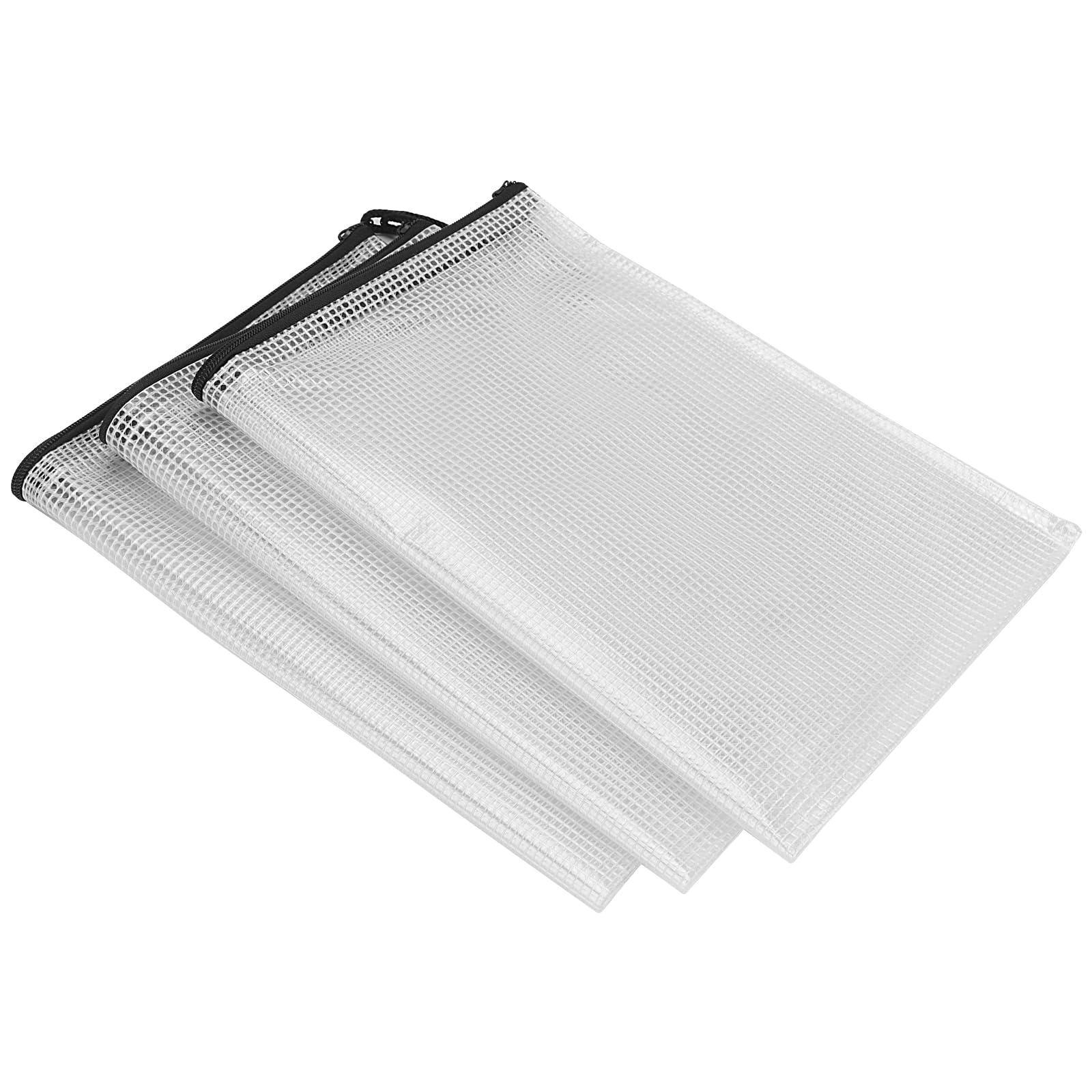 Lot de 50 pochettes A4 noires à fermeture éclair en plastique avec fermeture éclair pour le rangement de fichiers, fournitures de bureau