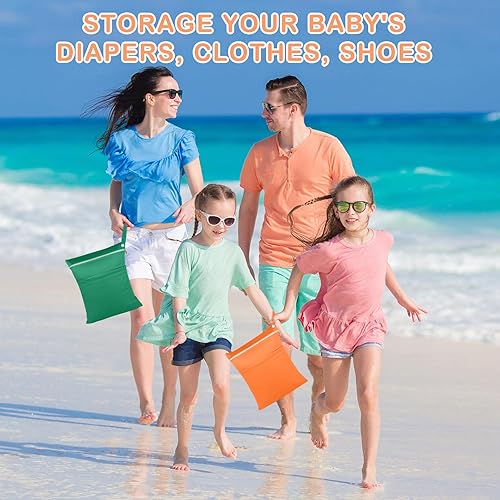 Miniatura 7 de Angel Love Paquete de 2 bolsas para pañales de tela para bebé con dos bolsillos con cremallera, viajes, playa, piscina, bolsa de gimnasio para