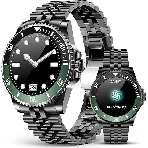 2025 DA GPT Smart Watch for Men with Bluetooth Call, Heart Rate, Blood Pressure, SpO2, Sleep Monitor, 107 Sports Modes, Waterproof Round Watch, 1.19-inch AMOLED Display, Compatible Android and iOS