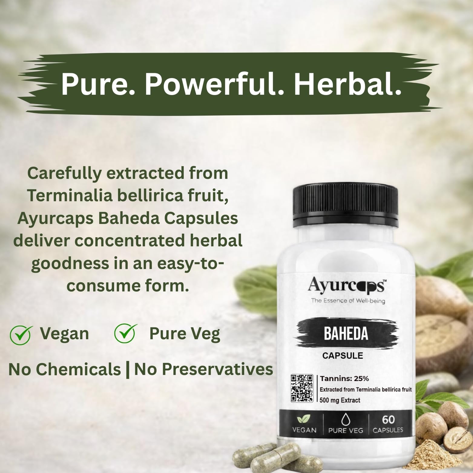 Baheda (Bibhitaki) 500 Mg Capsules | 60 Vegetarian Capsules | Ayurvedic Digestive Support | Herbal Detox Support | Respiratory Wellness | Rich In Antioxidants — Amazon image 4
