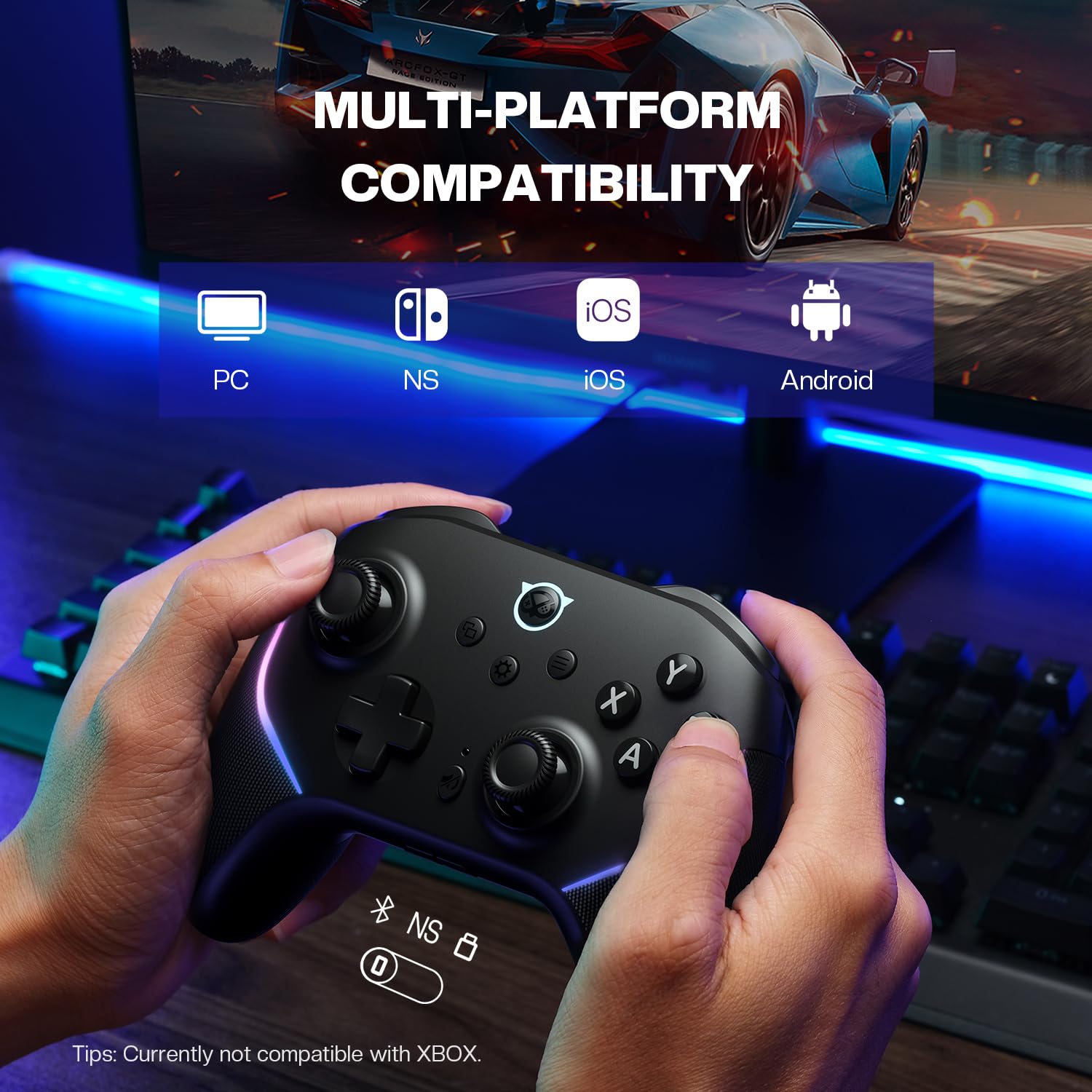 NYXI Master P1 2.4G Manettes PC Switch - Joystick à effet Hall, déclencheur à effet Hall et micro variable, contrôle audio, turbo/vibration ajustable, Quick Lock programmable - pour PC/Switch/iOS