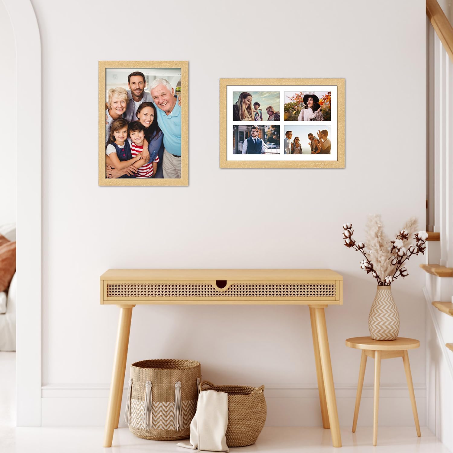 9x13 Collage frame with 4 Openings 4X6 Pictures, Multiple Picture Frame with Mat, Wall or Tabletop Decor, Natural Wood Grain (1 Pack) - Image 6