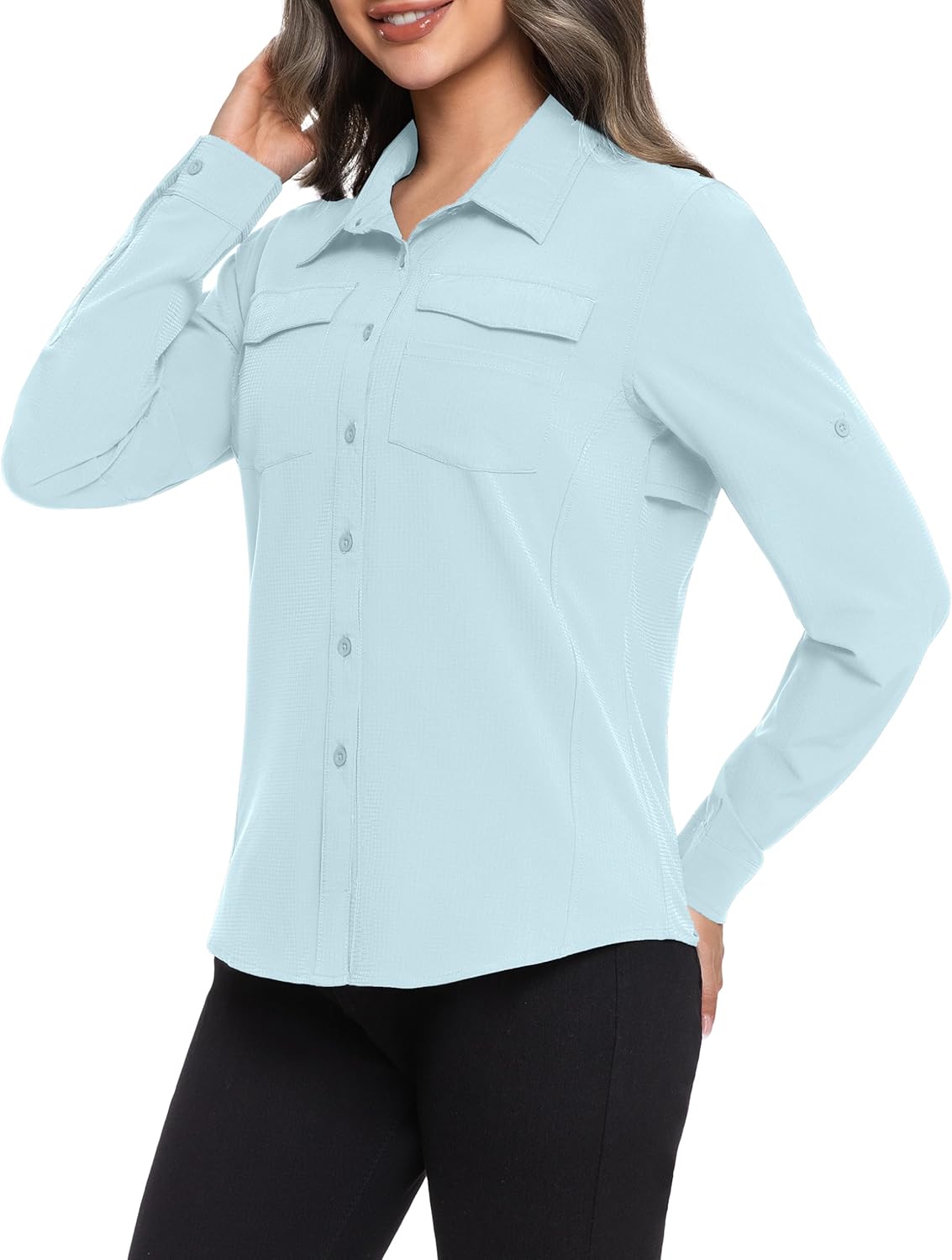 Women's Sun Protection Shirts Long Sleeve Quick Dry Lightweight Breathable UPF50+ for Hiking Fishing Travel Camping
