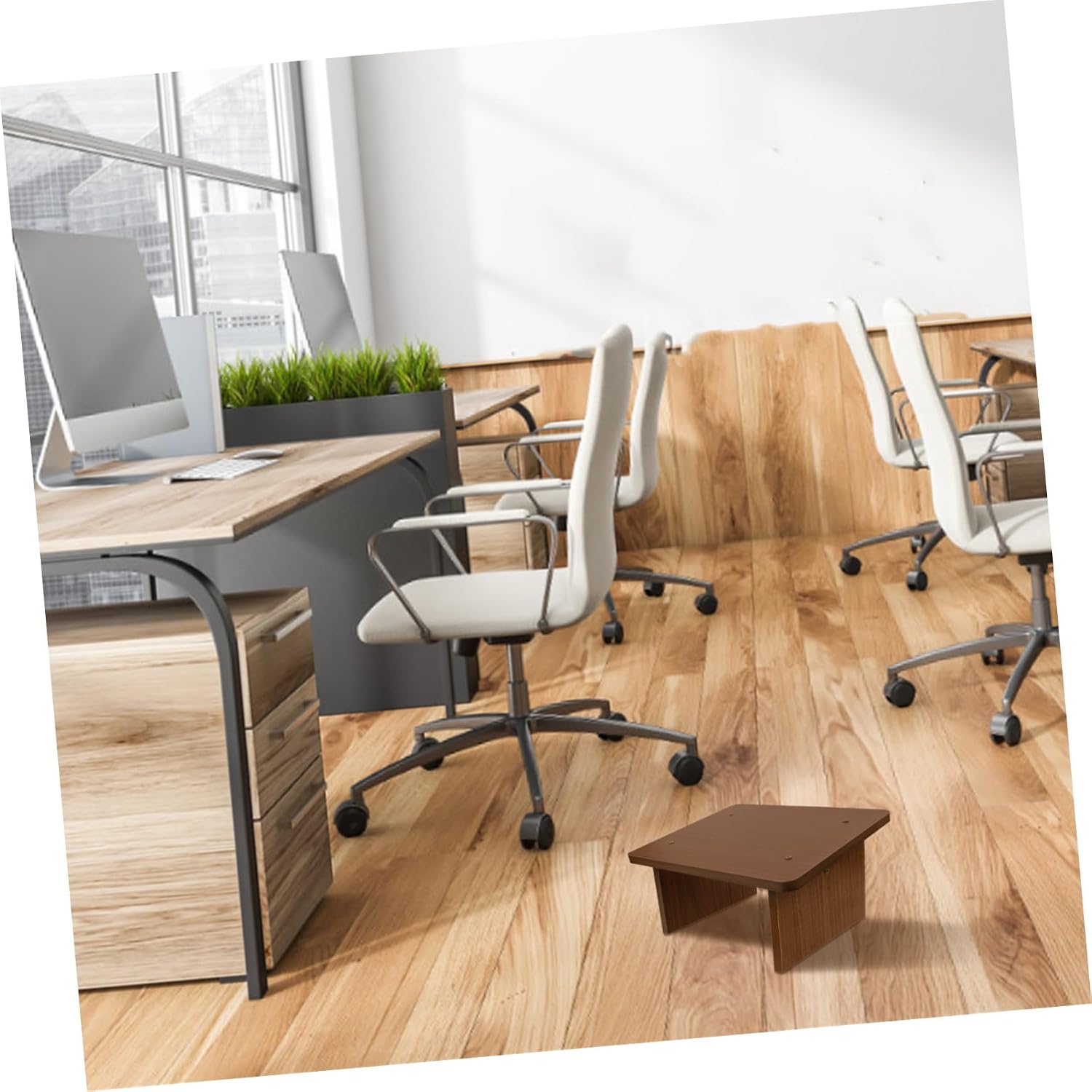 Foot Resting Stool Under Desk Adjustable Height Footstool Non-Slip Surface Sturdy Wood Footrest for Office and Home for Comfort and Support