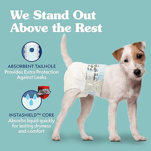 Miniatura 3 de Simple Solution - Pañales desechables para perras Super absorbentes, a prueba de fugas Para hembras en celo, que se orinan por la emoción, con