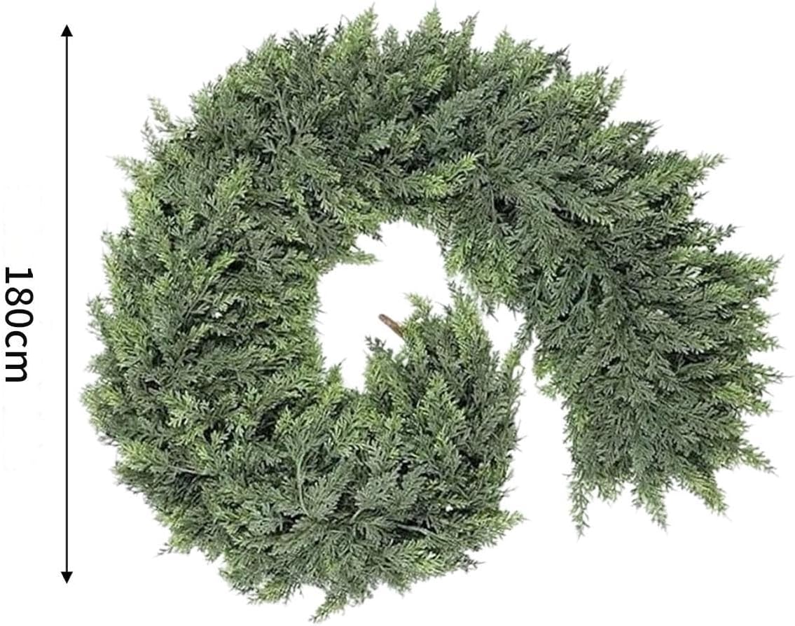 クリスマス 松 ガーランド | リアルなクリスマスグリーンラタンガーランド | ホリデーリース 壁 ドア 暖炉の飾り テーブルツリー クリスマス 松  ガーランド, クリスマス用暖炉飾り人工松リース, リアルなリース装飾 玄関 屋内屋外用 ホリデーパーティー ウェディ ... 人工 ... クリスマス 松 ガーランド | リアルなクリスマスグリーンラタンガーランド | ホリデーリース 壁 ドア 暖炉の飾り テーブルツリー