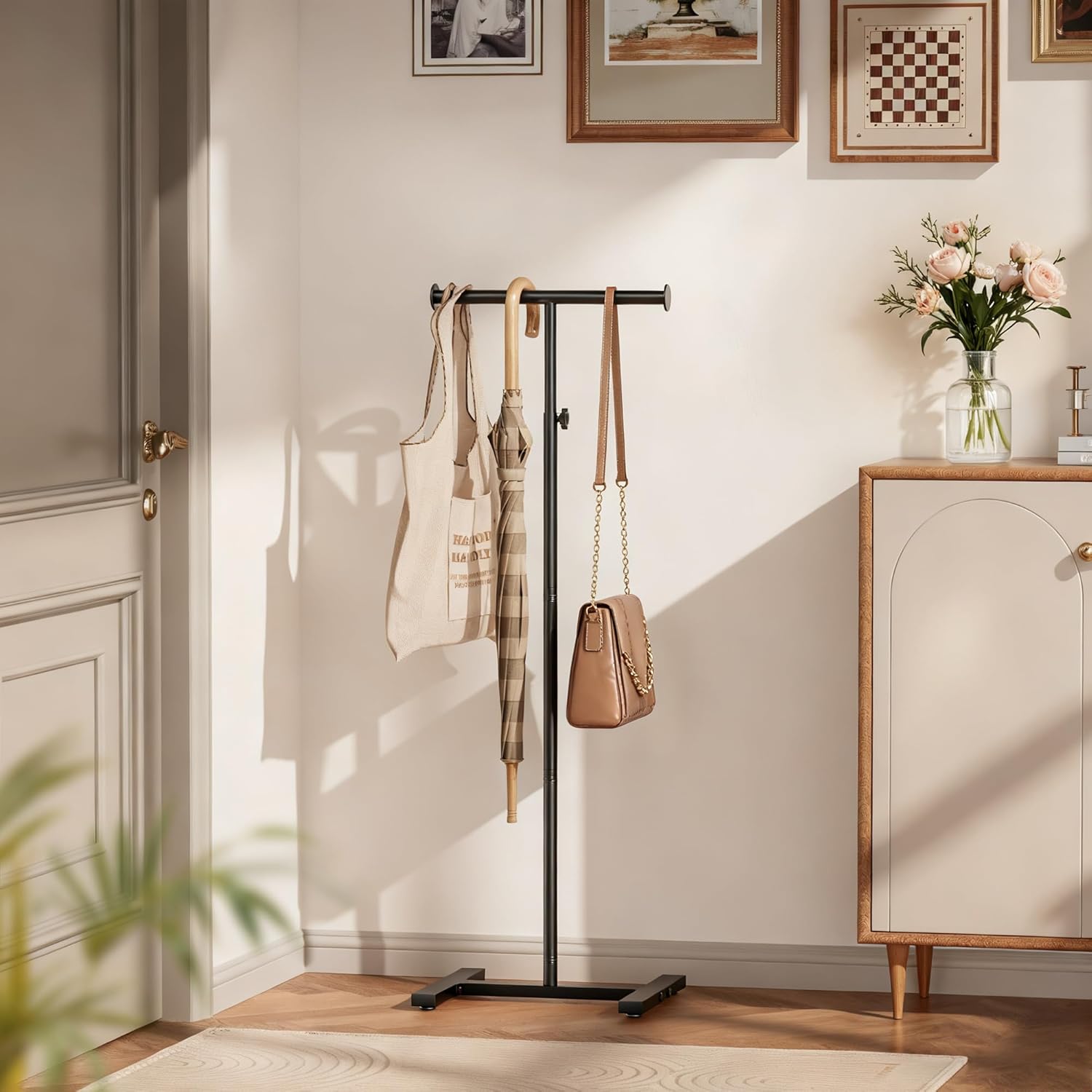 56" Shopping Bag Rack Stand, Adjustable Freestanding Tote Bag Display for Retail Store, Boutique, Entryway & Hallway, Holds Up to 22 lbs, Black - Image 6